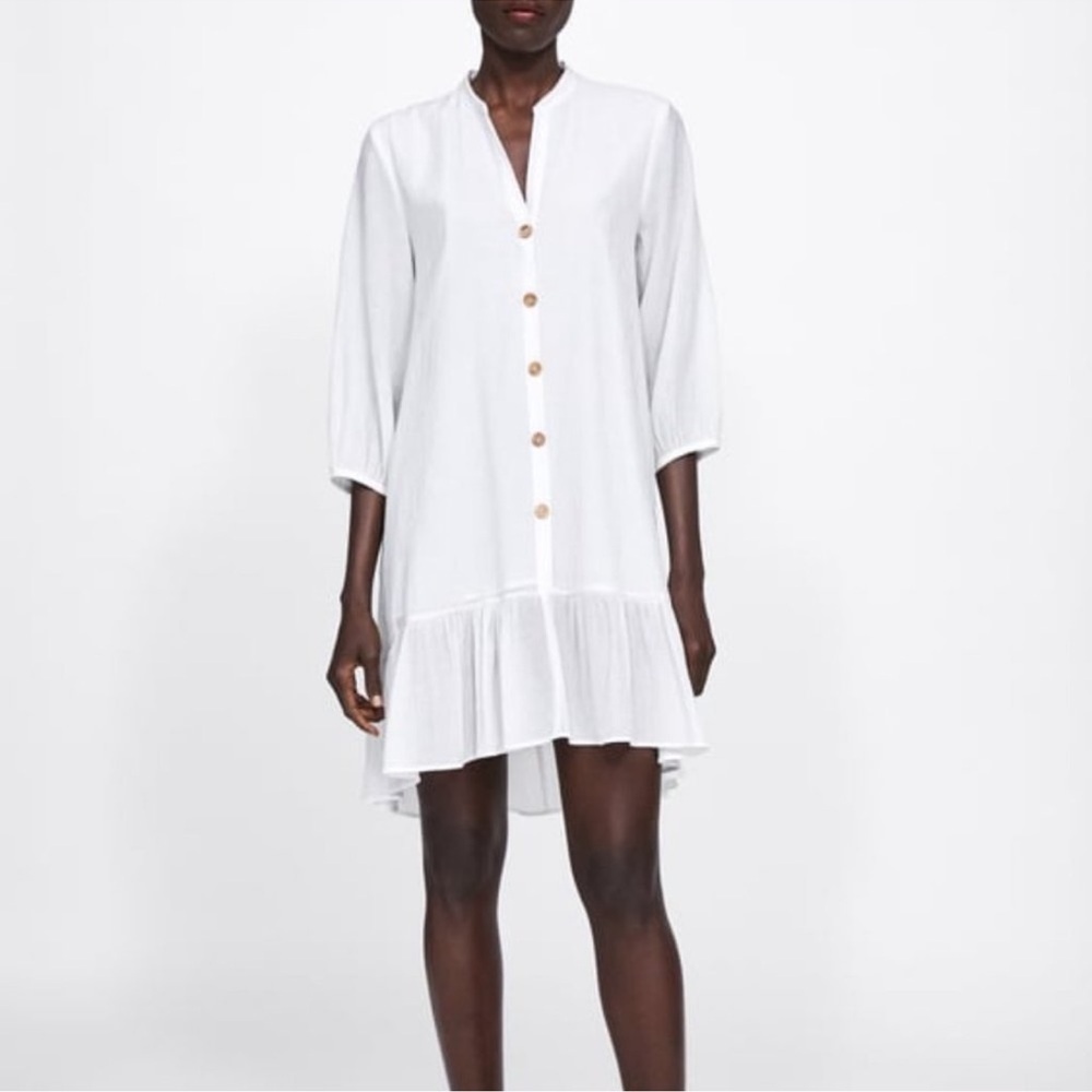 ZARA Textured High/ Low Midi Dress